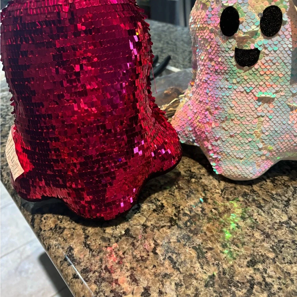 Christian Siriano set of TWO sequins ghost pillows. NWT